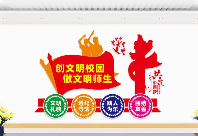 校園文化墻設計圖設計方案(圖3) 創(chuàng)文明校園文化墻設計圖片